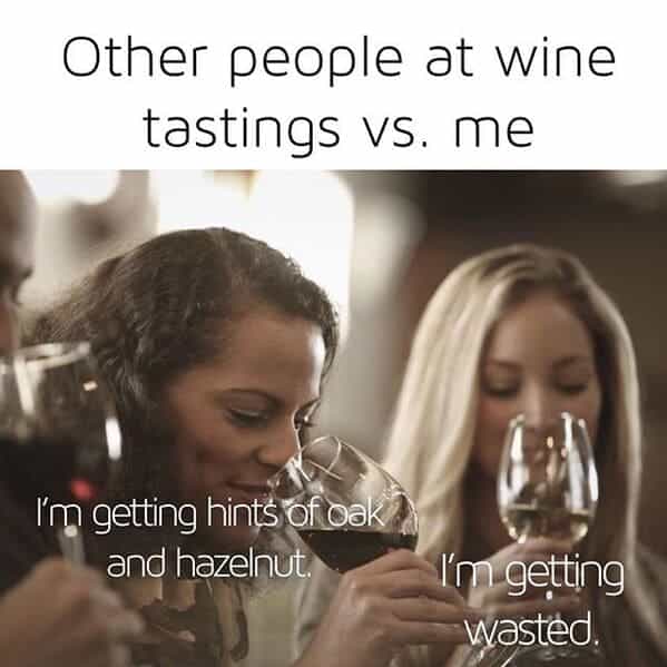 drinking meme Other people at wine tastings vs. me I'm getting hints of oak and hazelnut I'm getting wasted