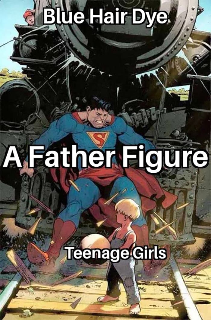 memes funny Blue Hair Dye. A Father Figure Teenage Girls