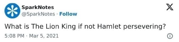 SparksNotes Memes What is The Lion King if not Hamlet persevering?