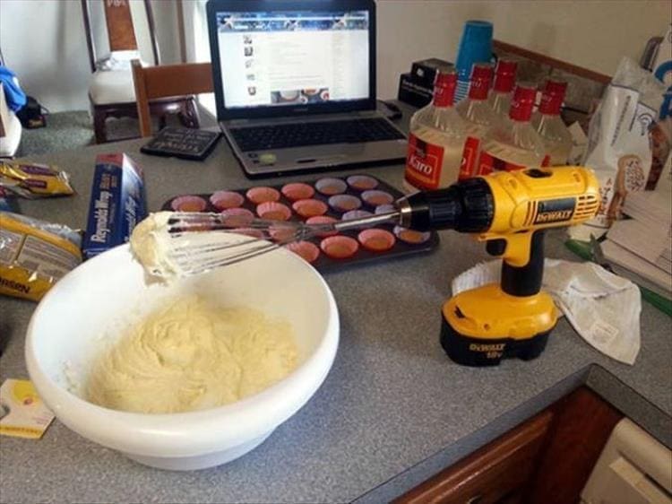 Redneck Engineering drill as a whisk