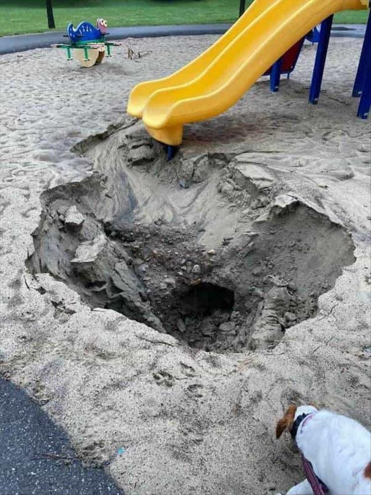 sinkhole in playground