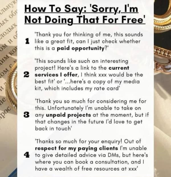How To Say: 'Sorry, I'm Not Doing That For Free'