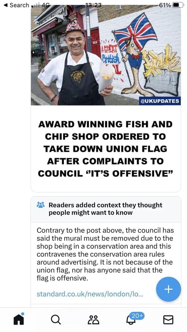 Contrary to the post above, the council has said the mural must be removed due to the shop being in a conservation area and this contravenes the conservation area rules around advertising. It is not because of the union flag, nor has anyone said that the flag is offensive.