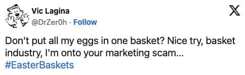funny easter tweets, easter memes, Easter weekend humor, hilarious Easter social media posts, witty Easter jokes, Humorous Easter commentary, Easter Twitter trends, funny Easter memes