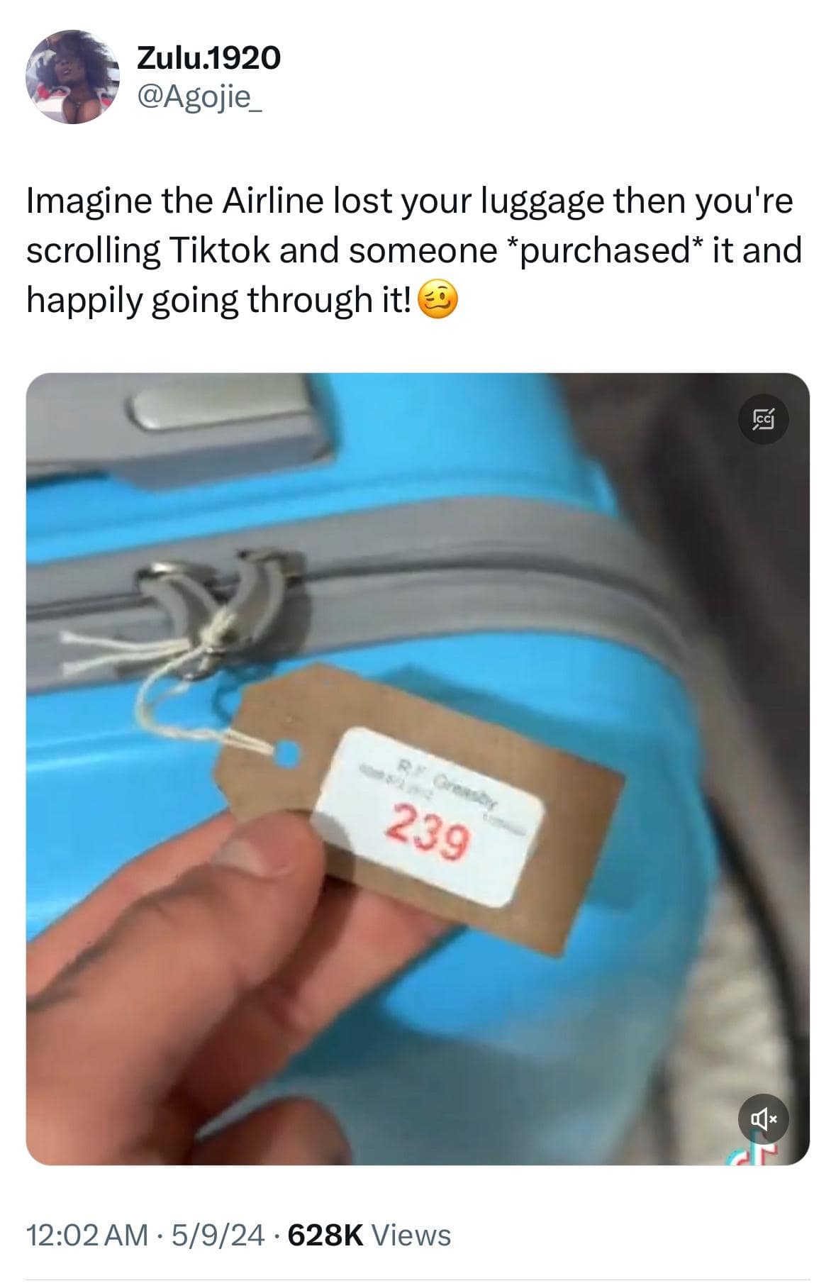 funny pics. Imagine the Airline lost your luggage then you're scrolling Tiktok and someone *purchased* it and happily going through it!