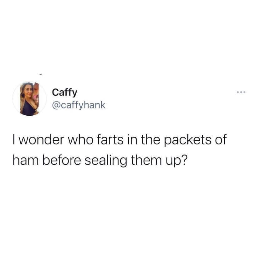 I wonder who farts in the packets of ham before sealing them up?