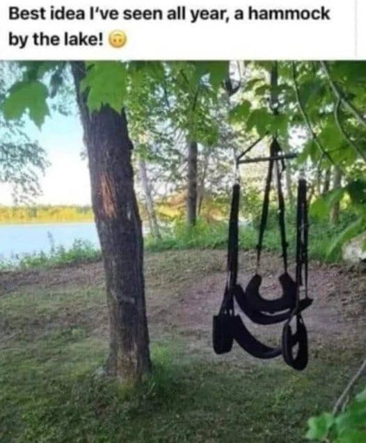 funny pics. Best idea I've seen all year, a hammock by the lake!