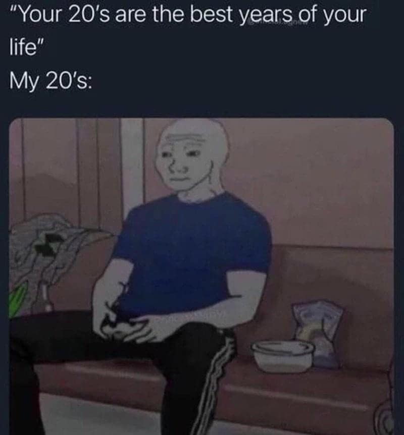procrastination memes. "Your 20's are the best years of your life" My 20's: