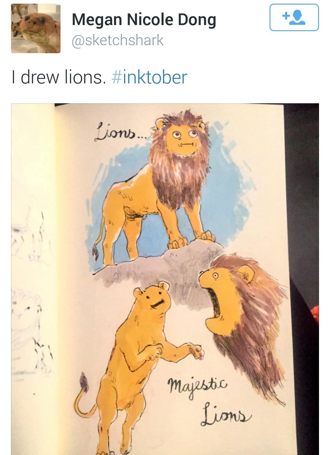 funny pics. I drew lions. #inktober