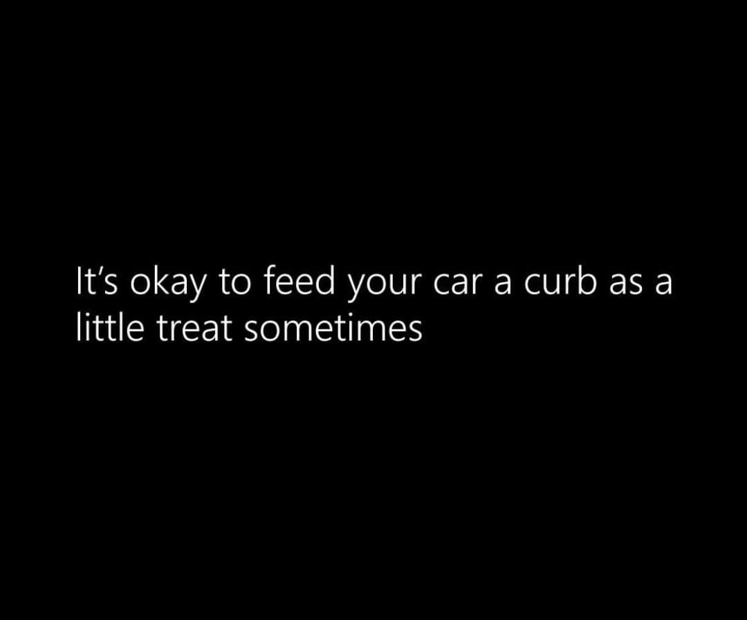 It's okay to feed your car a curb as a little treat sometimes