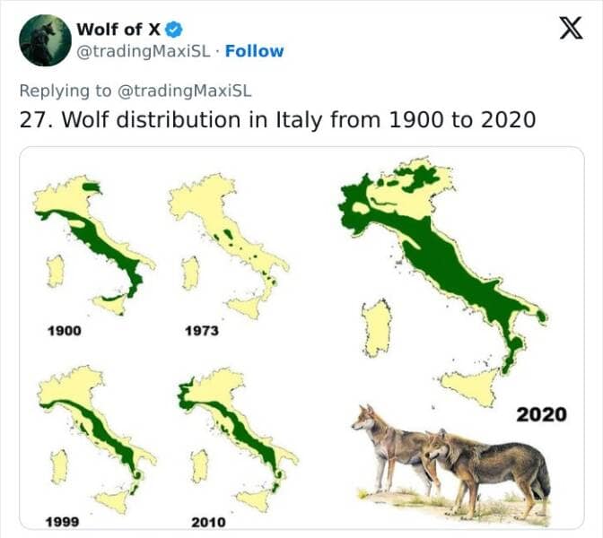27. Wolf distribution in Italy from 1900 to 2020