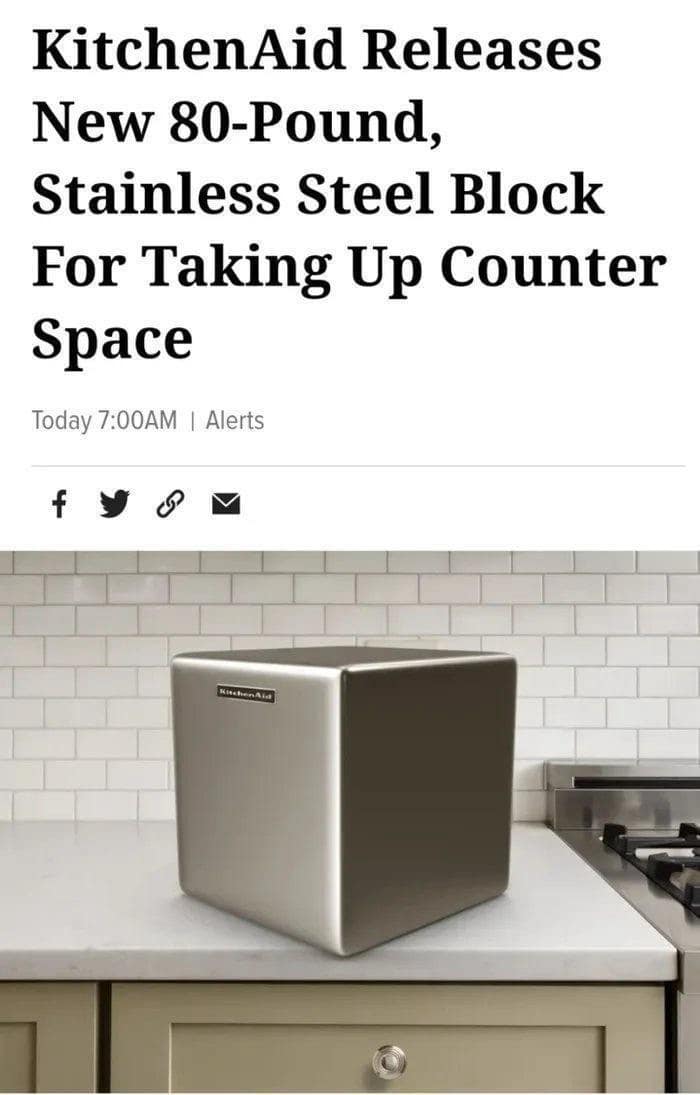 KitchenAid Releases New 80-Pound, Stainless Steel Block For Taking Up Counter Space Today 7:00AM | Alerts