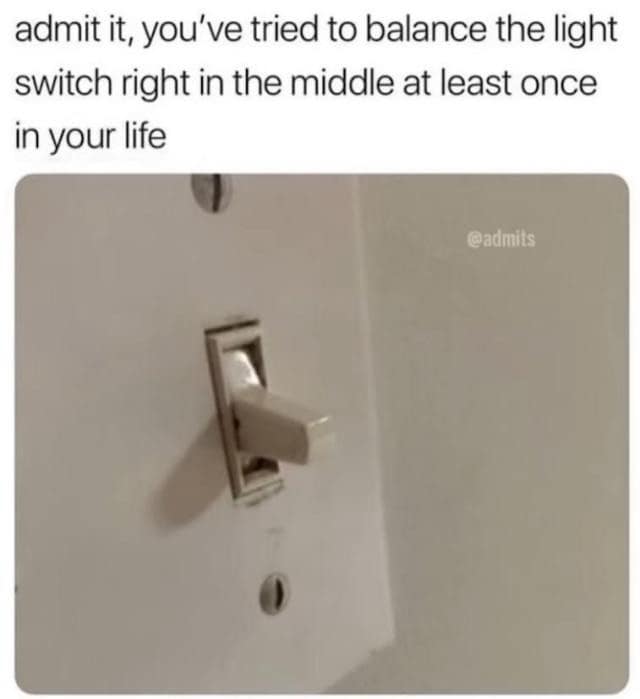 admit it, you've tried to balance the light switch right in the middle at least once in your life