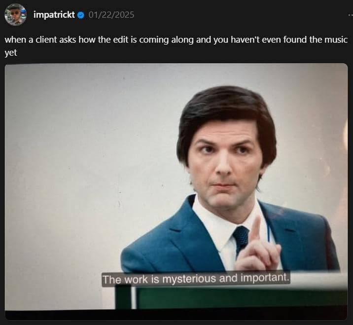 Severance memes, the work is mysterious and important memes, the work is mysterious and important, comedic series jokes, workplace memory jokes, corporate drama references, severence memes, adam scott memes