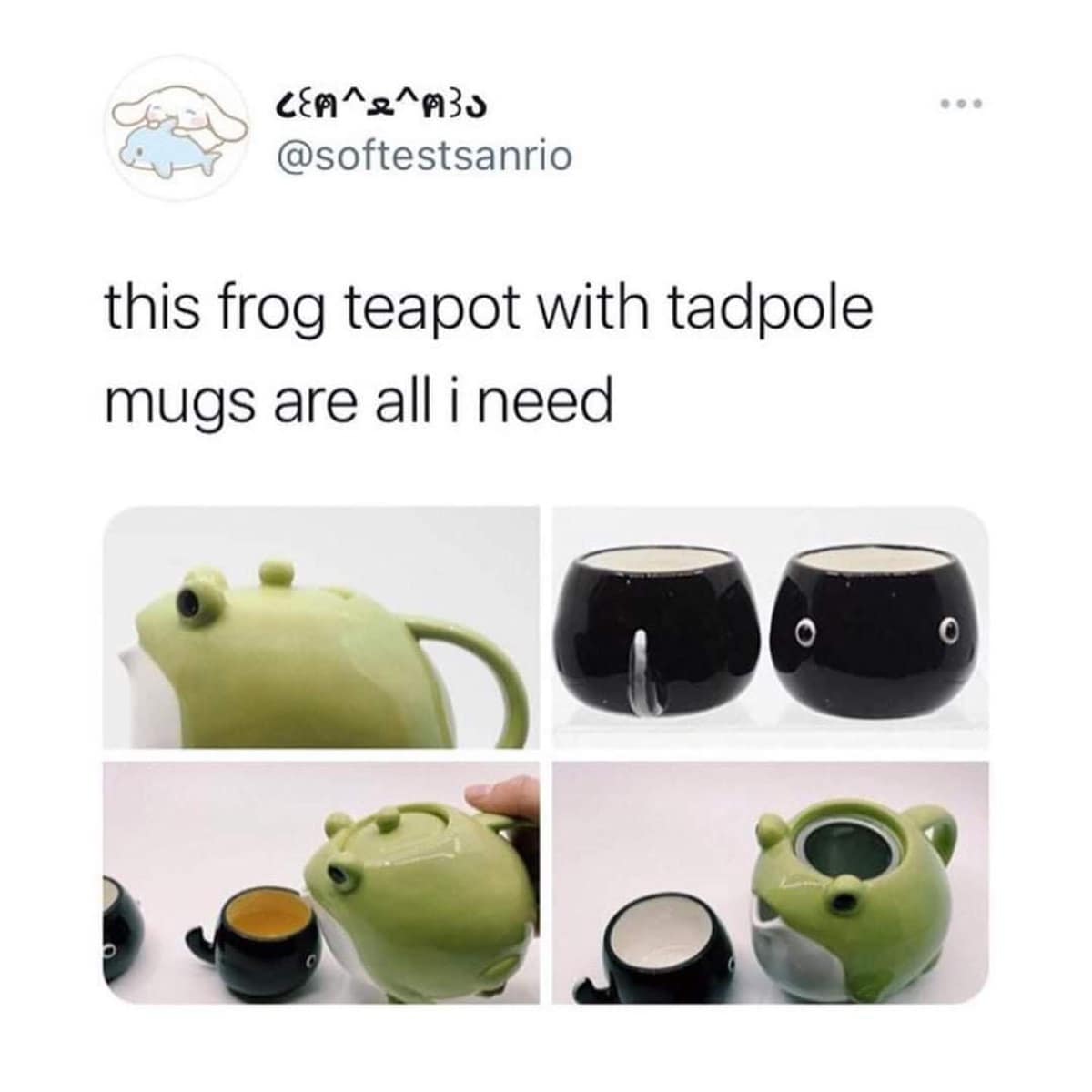 CEP^2^A3S @softestsanrio this frog teapot with tadpole mugs are all i need