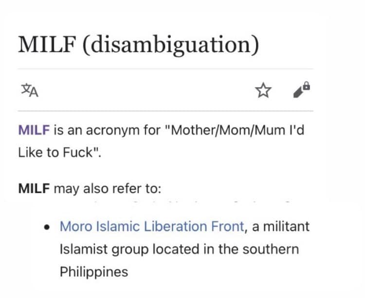 MILF is an acronym for