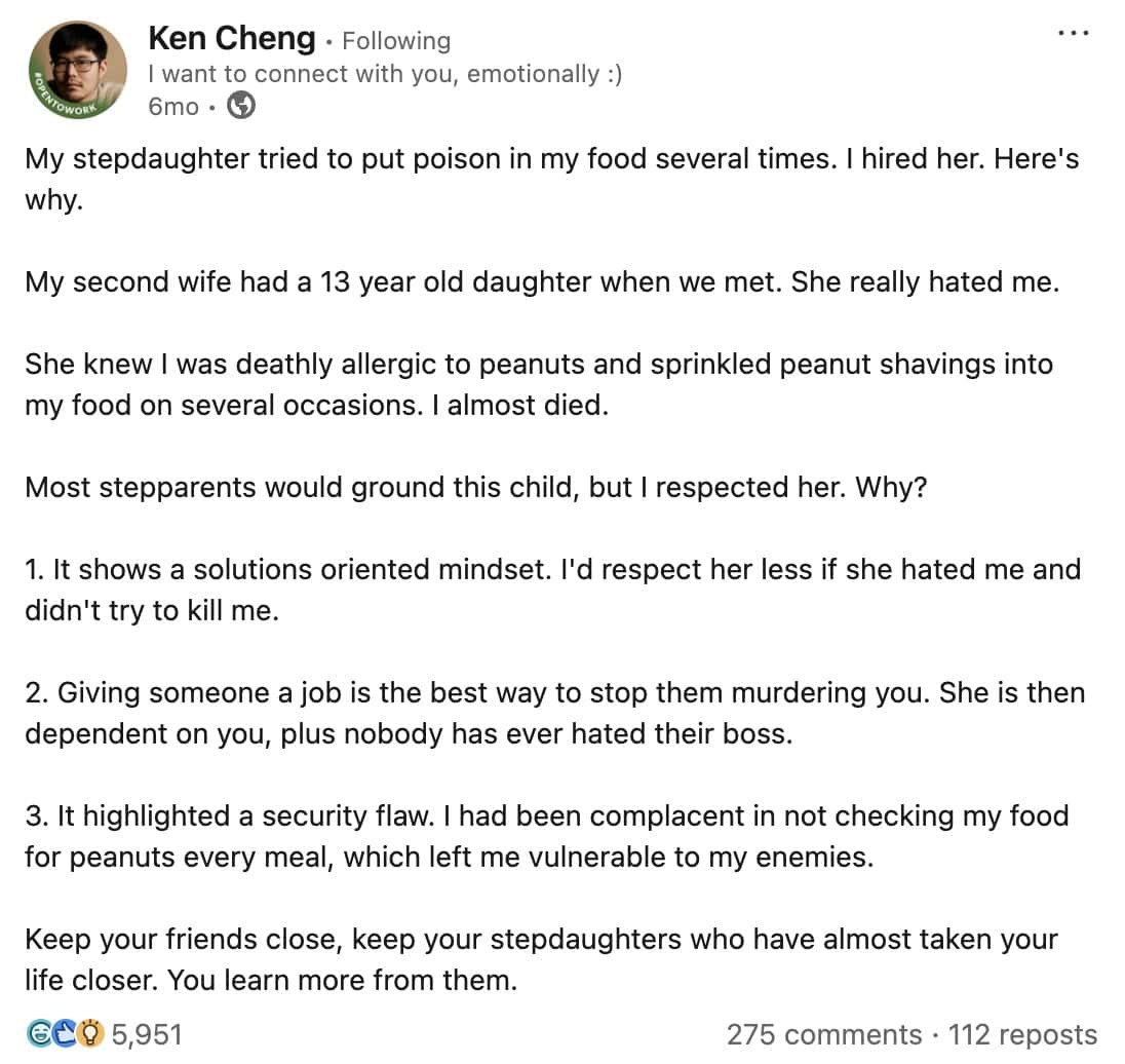 linkedin memes, ken cheng, social media memes, career memes, corporate memes, professional memes, office memes, networking jokes, workplace memes, business humor, job memes, hustle culture memes, employment memes, resume jokes, HR memes