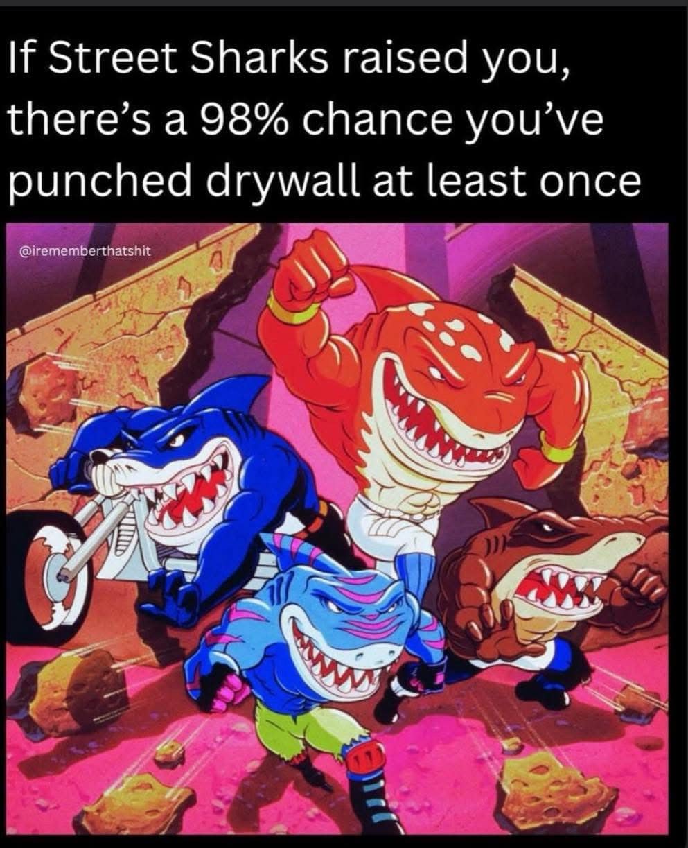 If Street Sharks raised you, there's a 98% chance you've punched drywall at least once @rememberthatshit