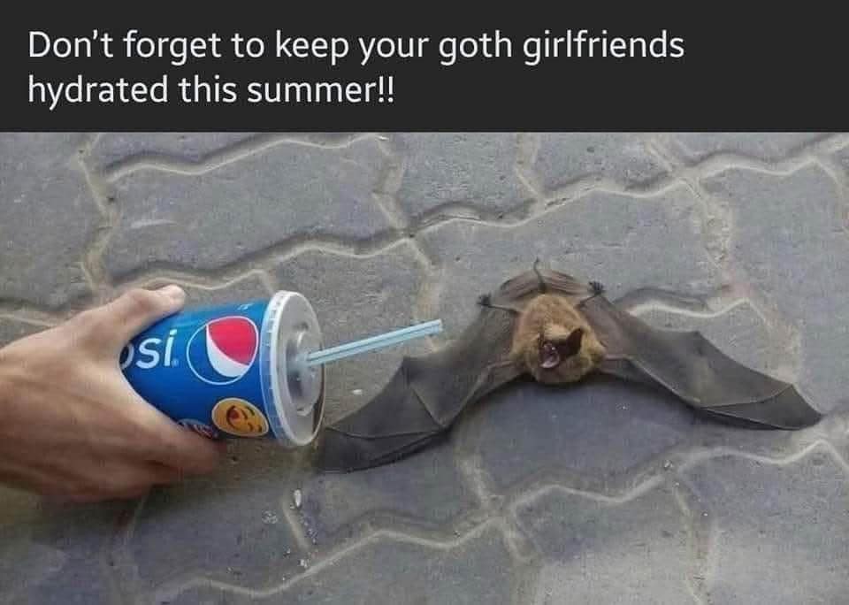 Don't forget to keep your goth girlfriends hydrated this summer!!