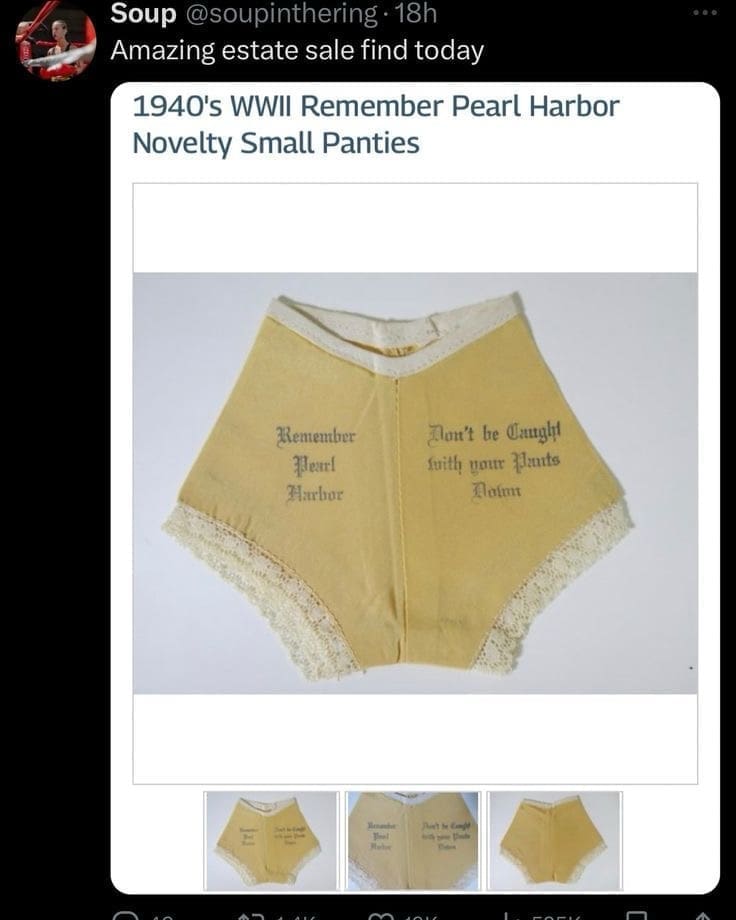 1940's WWIl Remember Pearl Harbor Novelty Small Panties
