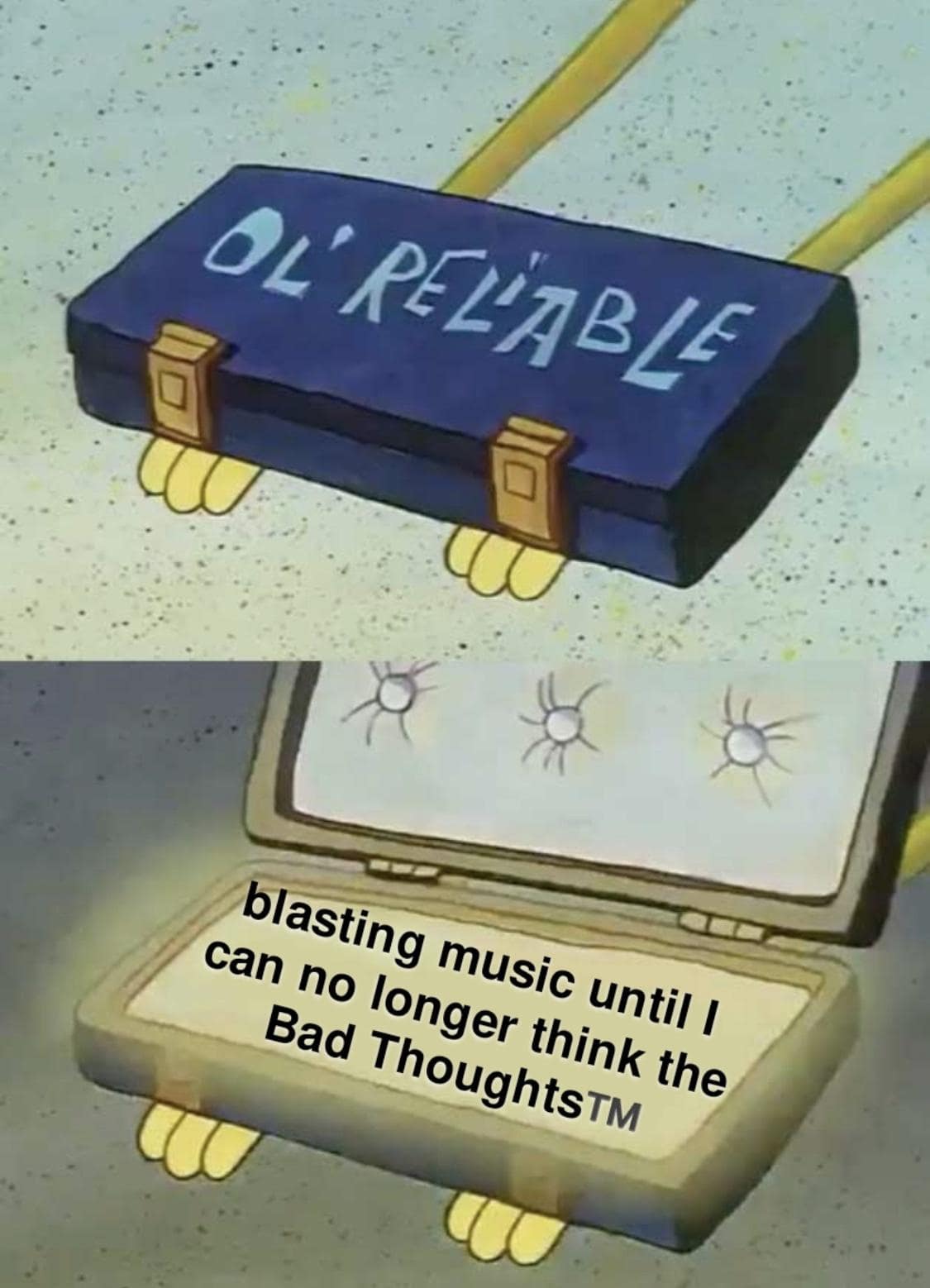 OL' PELABLE blasting music until I can no longer think the Bad Thoughtsâ„¢