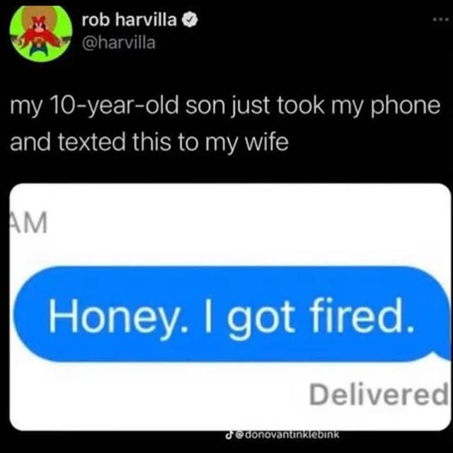 Tweet about kid texting prank to mom.