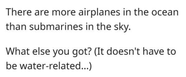 Funny technically true meme comparing airplanes and submarines