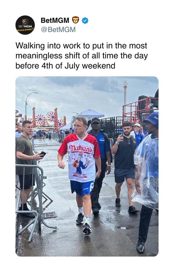 Walking into work to put in the most meaningless shift of all time the day before 4th of July weekend