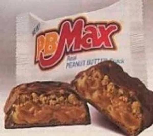 A low-resolution retro photo of the Mars PB Max candy bar, which was a popular but discontinued candy from the 1990s.