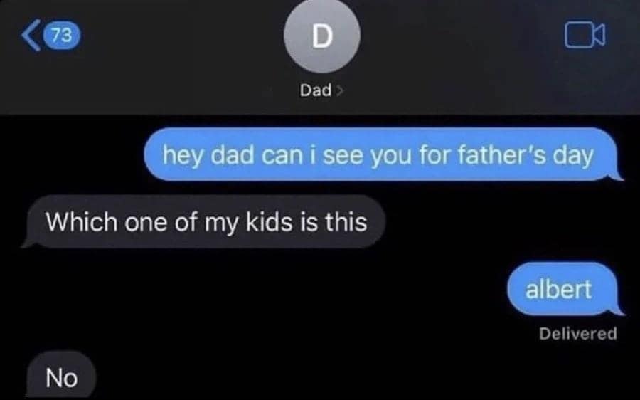 Brutal rejection from a father to his son Albert in a funny text