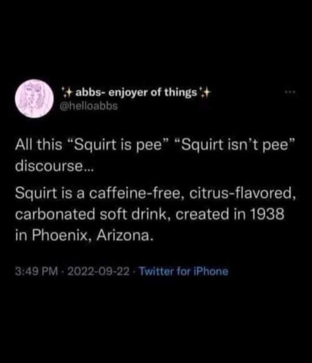 Tweet explaining history of Squirt soda vs internet slang funny memes.