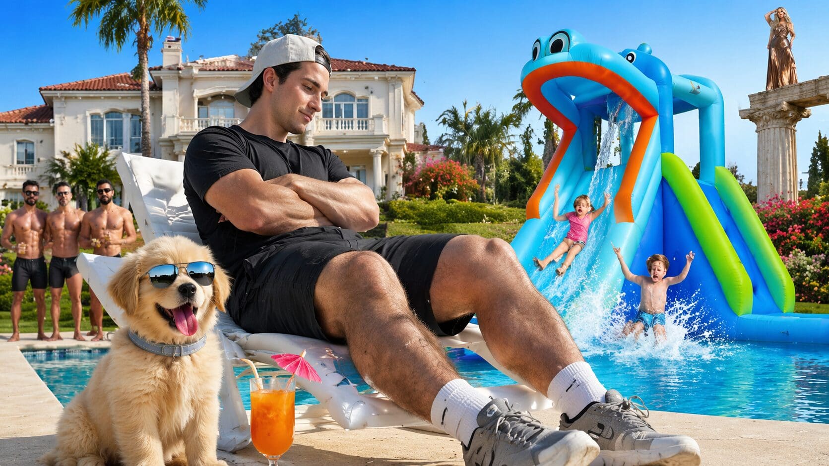 Luxurious poolside fun in vibrant setting