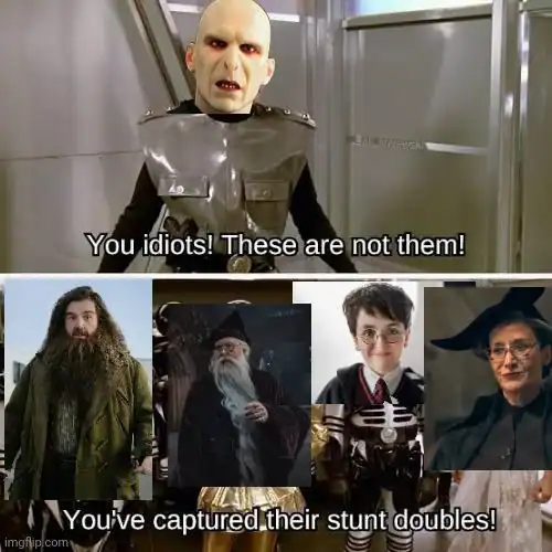 Fake HBO Harry Potter casting meme showing older Black men as Harry Ron and Hermione in Gryffindor robes
