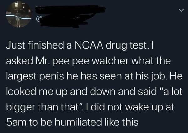 Tweet about an athlete asking a drug test monitor an embarrassing question and regretting it
