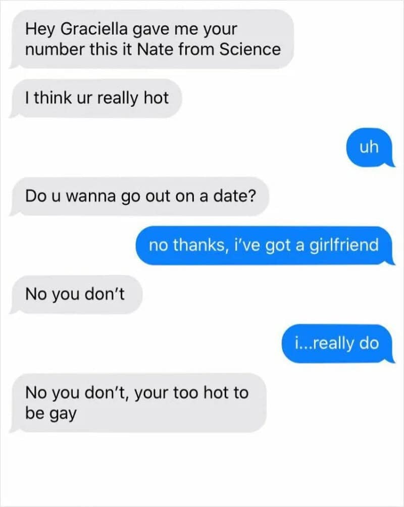 Classmate insists a girl can't really have a girlfriend and refuses to accept her answer.