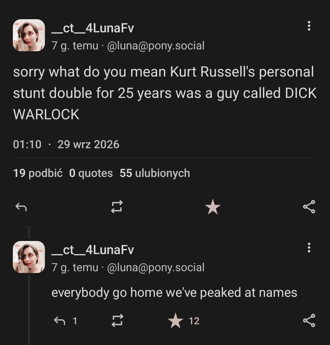 Meme dump post amazed that Kurt Russell's longtime stunt double had a truly unforgettable name.