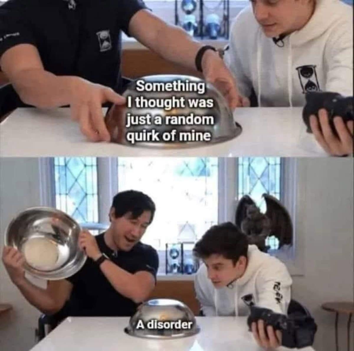 Meme dump reveal of a silver dish showing a personal quirk is actually a disorder.