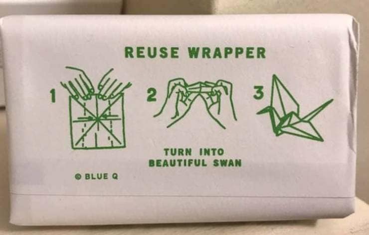Instructions unclear soap wrapper that says fold it into a beautiful swan in three steps