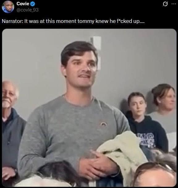 Abdul El-Sayed Tommy memes start here: a narrator caption over Tommy's frozen expression on X