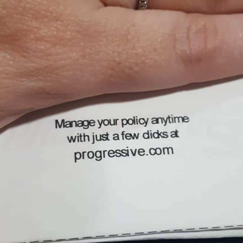 Insurance mailer with tight kerning that turns the word clicks into something crude