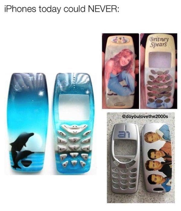 Custom Nokia phone faceplates with dolphins, Britney Spears and a boy band.