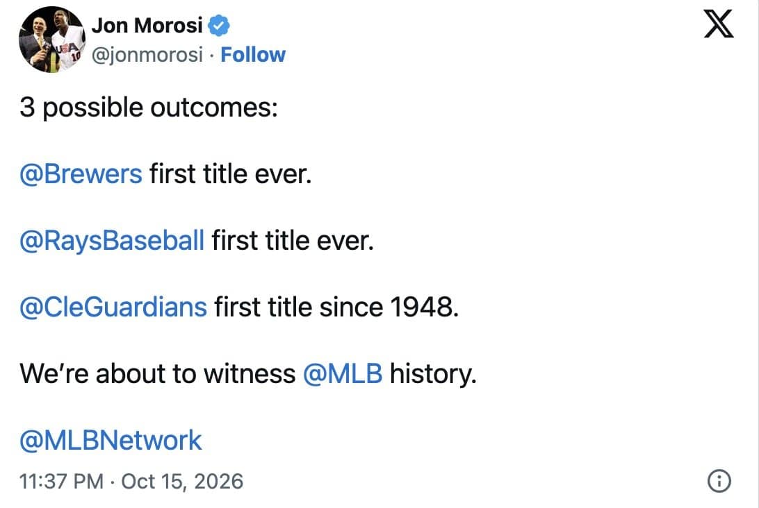 Jon Morosi in the dodgers swept memes mix, listing three possible long-awaited champions