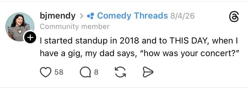 Comedian says her dad still asks how her concert went after every standup gig
