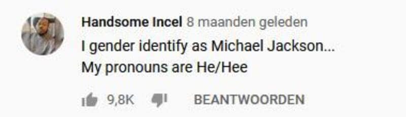 YouTube comment making a pronoun joke about a famous singer's signature high pitched yelp.
