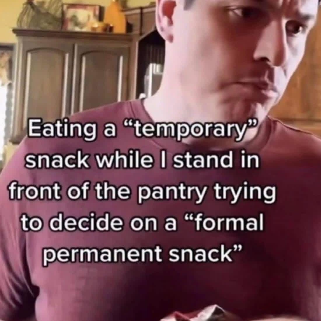 A meme dump classic: a man eating a temporary snack while choosing a permanent one.
