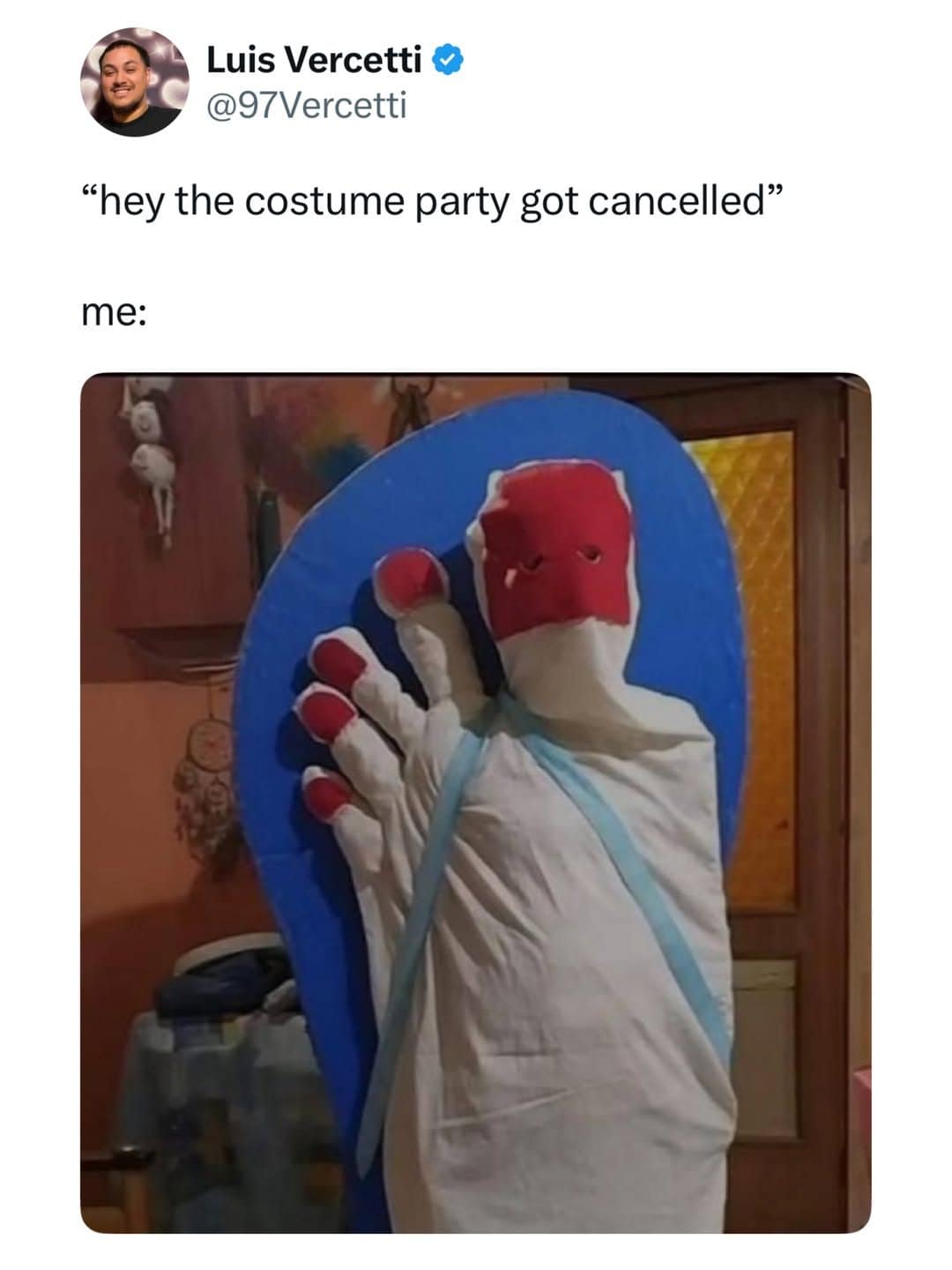Homemade giant foot and flip flop costume, worn anyway after the party got cancelled.