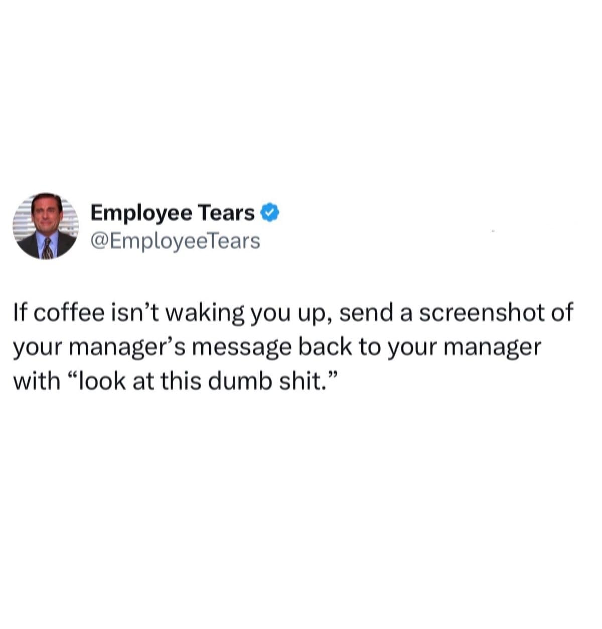 Tweet suggesting you screenshot your manager's message and send it back to your manager