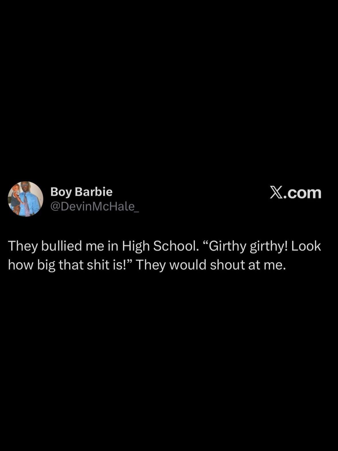 Crude tweet about a high school nickname and how bullies shouted it