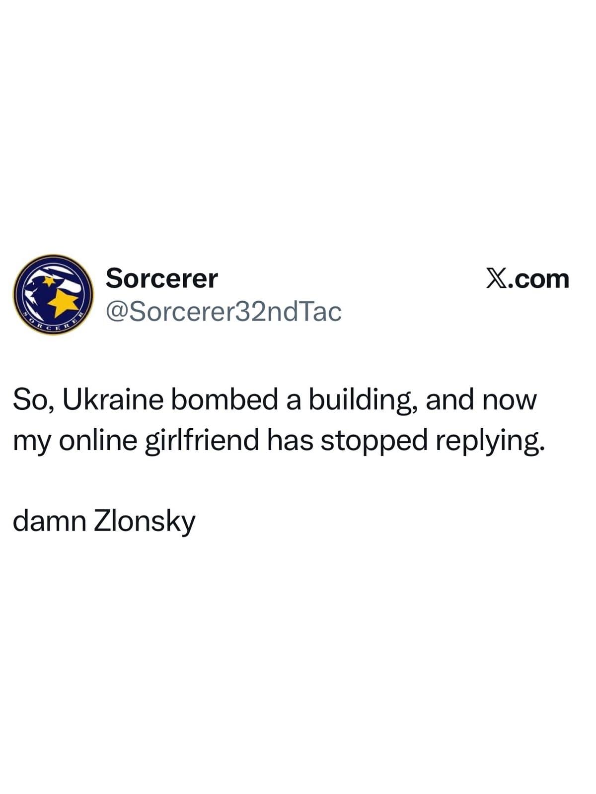 Meme dump tweet with a dark joke about Ukraine news and an online girlfriend