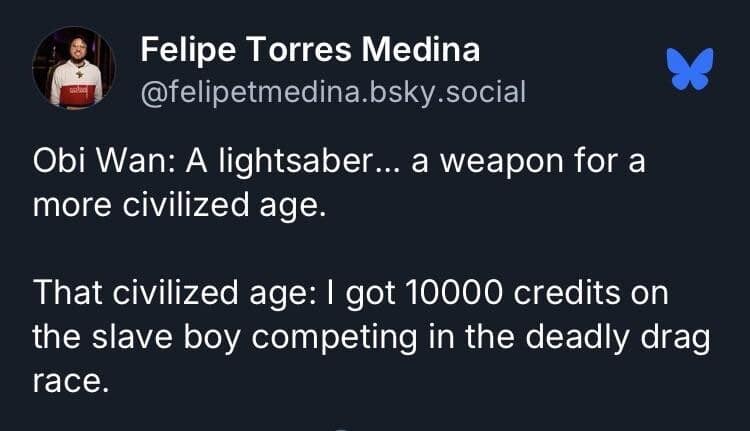 Star Wars joke in this meme dump about Obi Wan's civilized age and podrace betting.